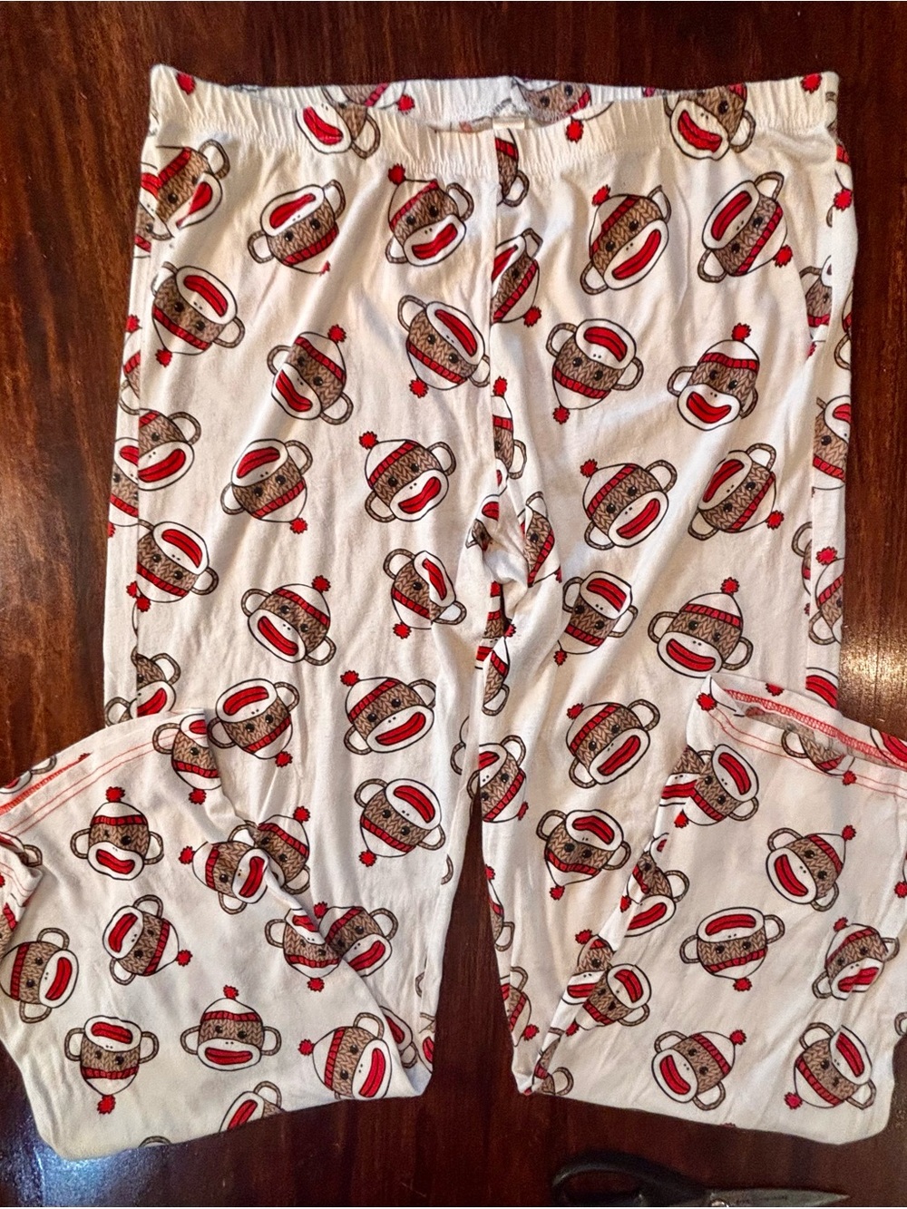 Women’s Sock Monkey Graphic Print Christmas Pajama Pants Cotton Drawstring
